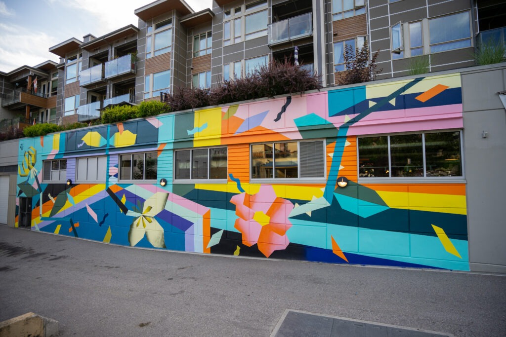 Priscilla Yu "Leaning Wilds" mural at the Kootenay Co-op.